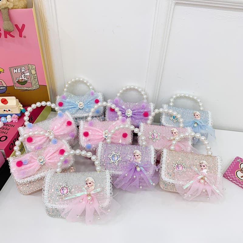 Bowknot Princess Bag for Girls, Stylish and Cute Little Girl's Shoulder Crossbody Bag, Pearl Handbag, Makeup Bag