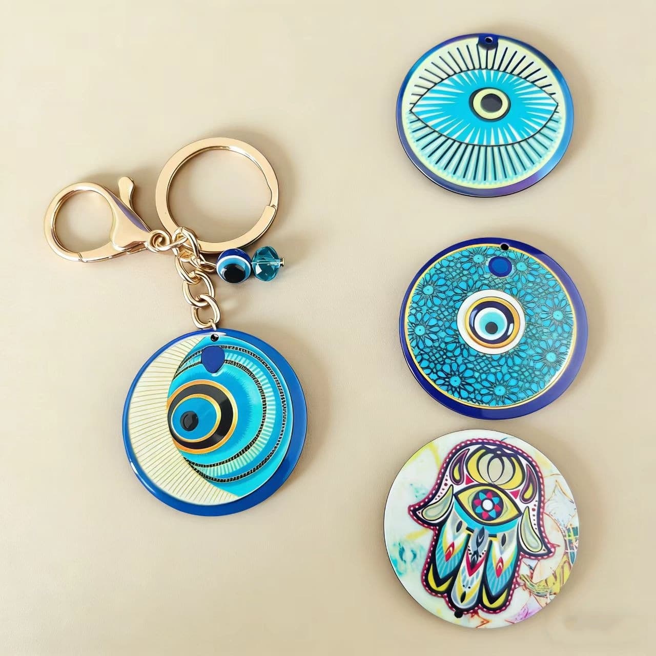 New product acrylic single-sided printing Devil's Eye Tima's Hand pendant DIY jewelry keychain pendant factory