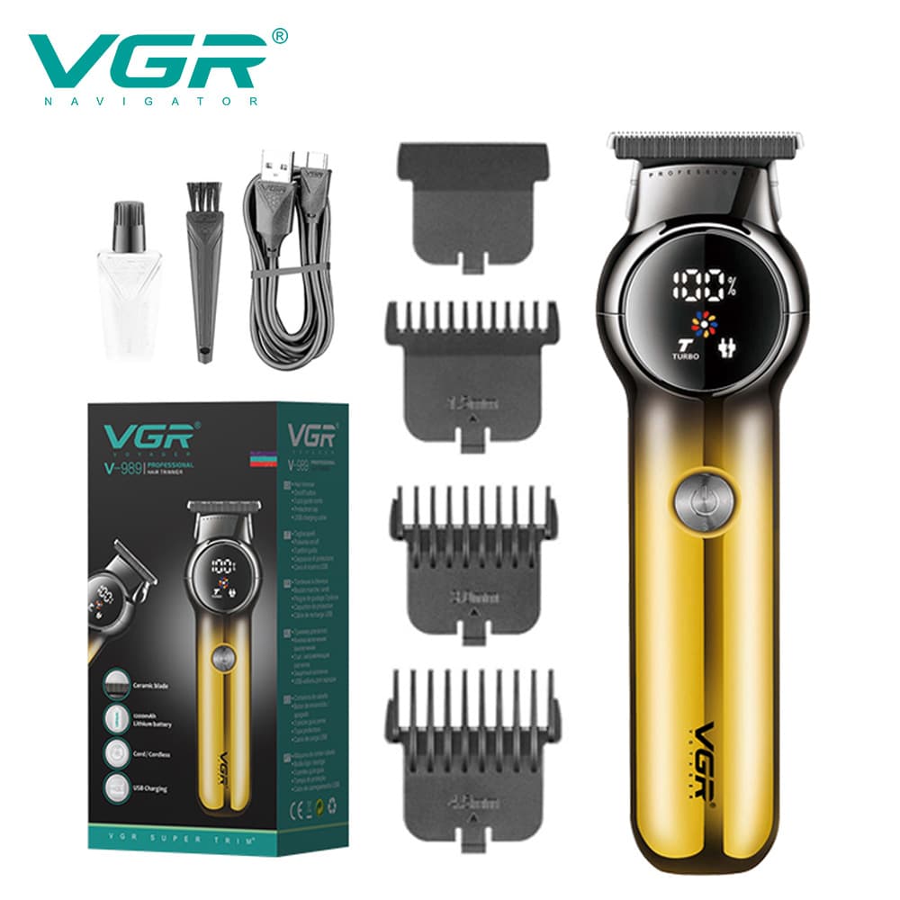 VGR989 Cross-border Men's Hair Clipper Home Use Digital Display USB Rechargeable Gradient Electric Trimmer Shaver Carving Clipper