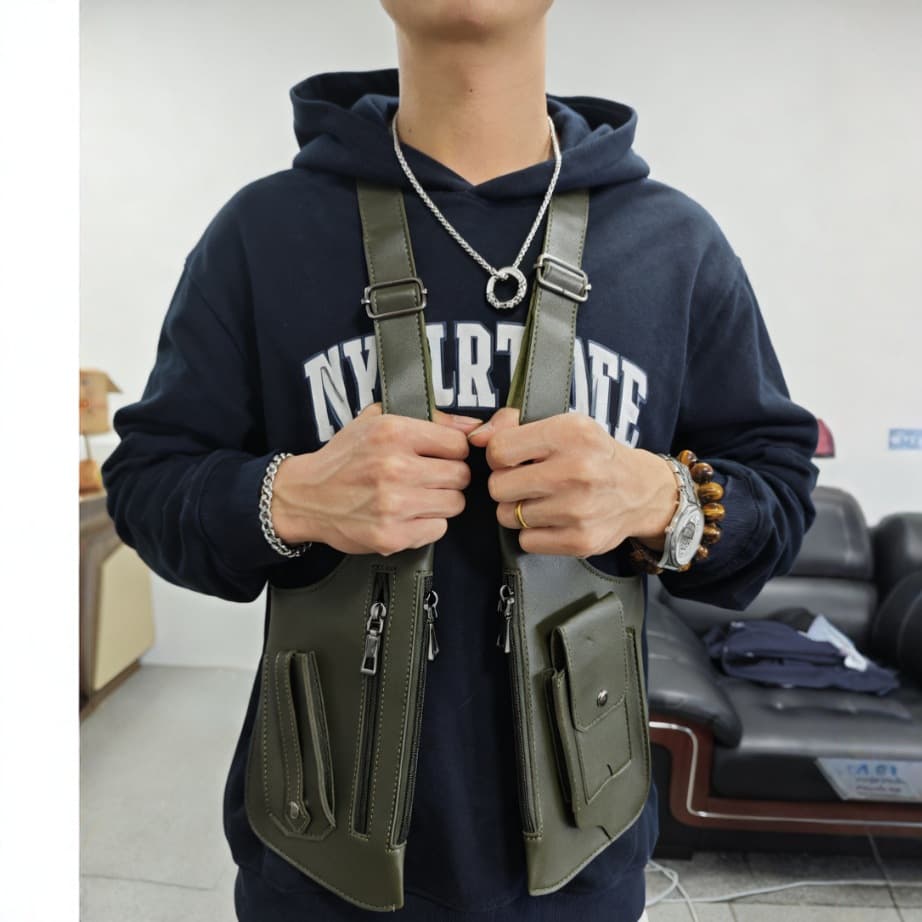 Vest Bag Tactical Chest Bag New Men's Vintage Backpack Underarm Bag Multifunctional Shoulder Bag Outdoor Sports Men's Bag