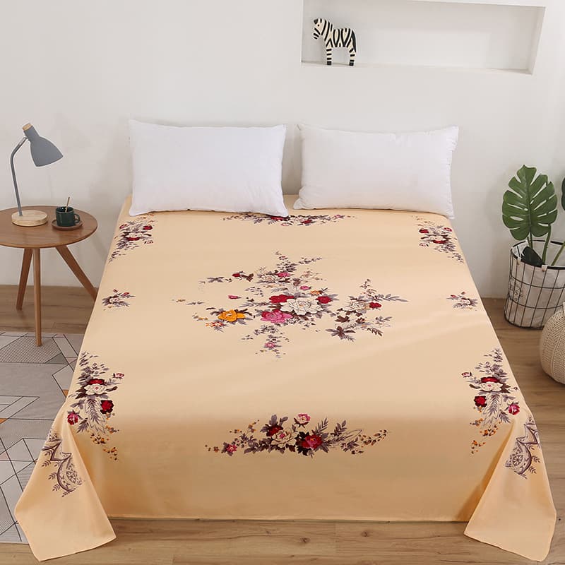 Vintage Old Shanghai Coarse Cloth Bed Sheet, Double Size, Printed Thickened