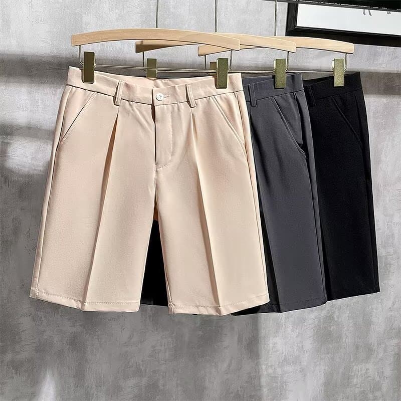 Suit shorts men's light luxury business slim summer five-point pants trendy straight casual pants medium pants foreign trade cross-border wholesale