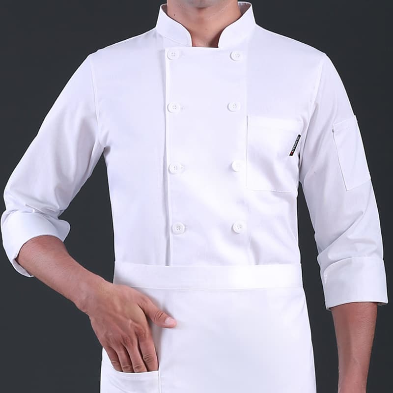 Pure White Chef Uniforms: Long Sleeve Autumn/Winter, Short Sleeve Workwear for Large Hotels, French Western Restaurants, Durable and Easy to Wash