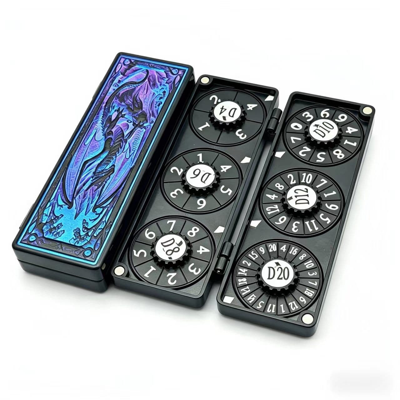 Cross-border new metal seven-in-one flip turntable DND Dungeons and Dragons portable metal dice