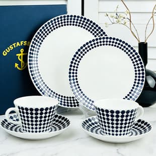 Tuff Light Luxury Underglaze Color Coffee Cup Polka Dot Home Cup Saucer Set Blue Polka Dot Bone China Plate Gift