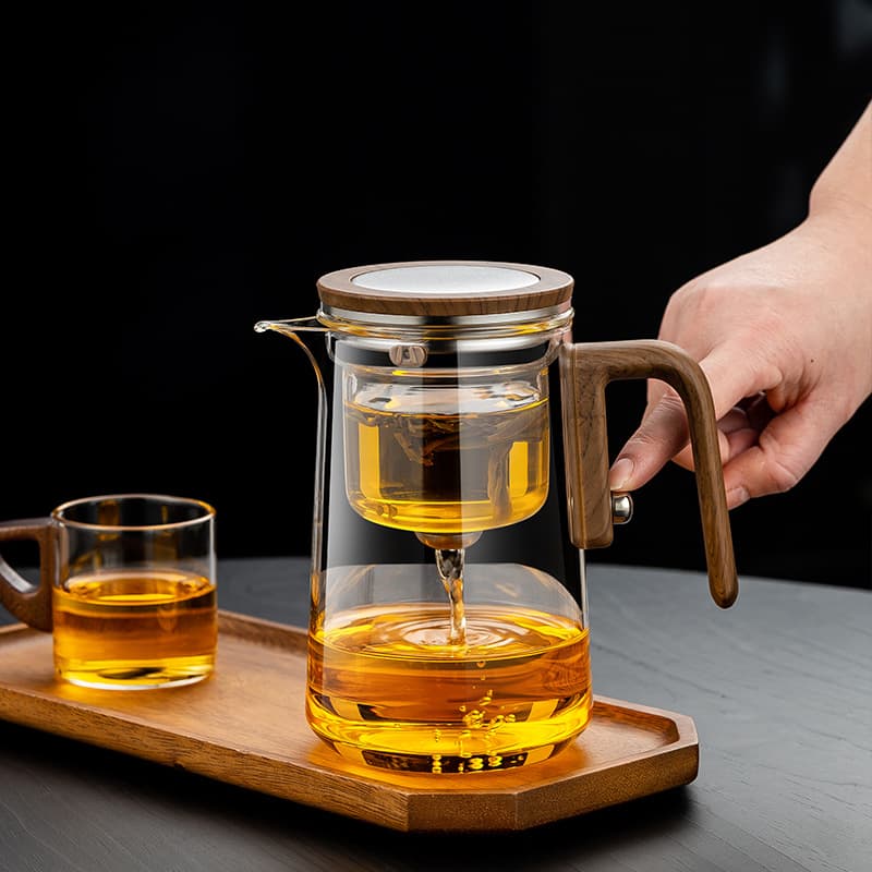 High borosilicate glass tea-water separation filter teapot, household tea set wholesale, magnetic Piao Yi cup large capacity 800ml.