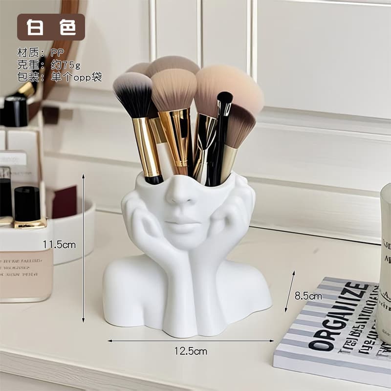 Cross-border Creative Abstract Face Storage Cylinder Desktop Eyeshadow, Eyebrow Pencil, Brush Pen Holder, Multifunctional Storage Cylinder