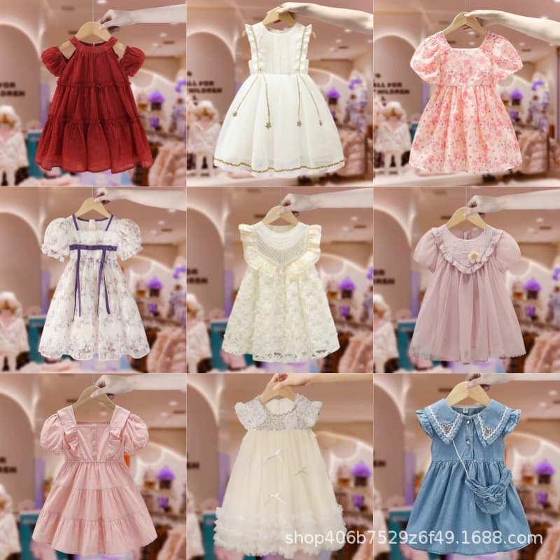 Girls Puffy Princess Dress Summer Dress 2026 New Children's Dress Baby One Year Old Dress Princess Mesh Skirt