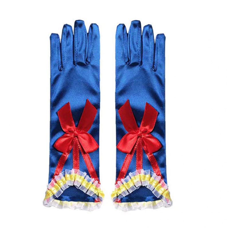 Halloween Stage Performance Accessory Snow White Gloves, Royal Blue Lace Trim Gloves