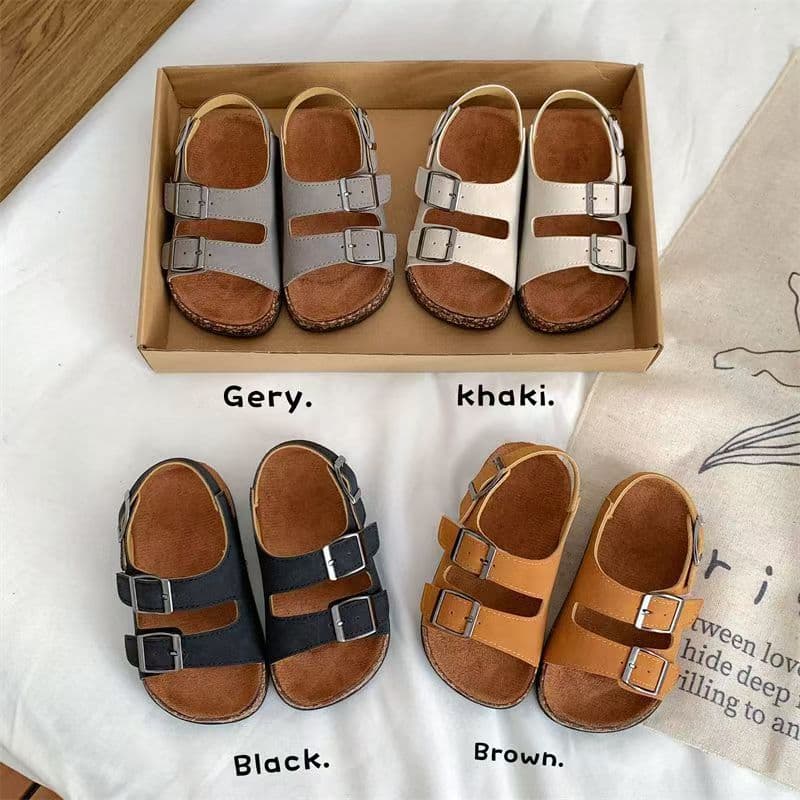Korean retro children's sandals for outer wear 2026 summer new girls' beach shoes boys' Birkenstock shoes soft-soled children's shoes