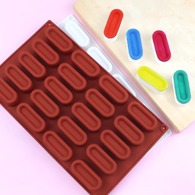 Taste in stock 20 Concave-convex Oval Long Silicone Cake Mold Cold Handmade Soap Mold DIY Bread Baking Mold