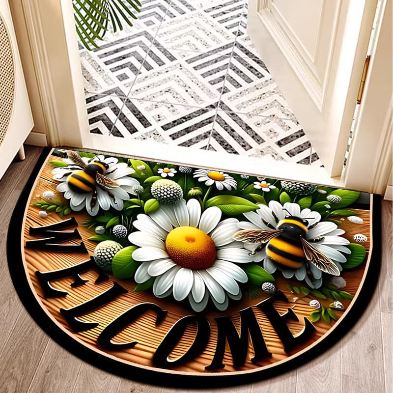 Amazon Temu Drop Shipping American-Style Simulated Visual Semi-Circular Bathroom Mat, Doormat for Entryway, Stain-Resistant and Easy to Clean
