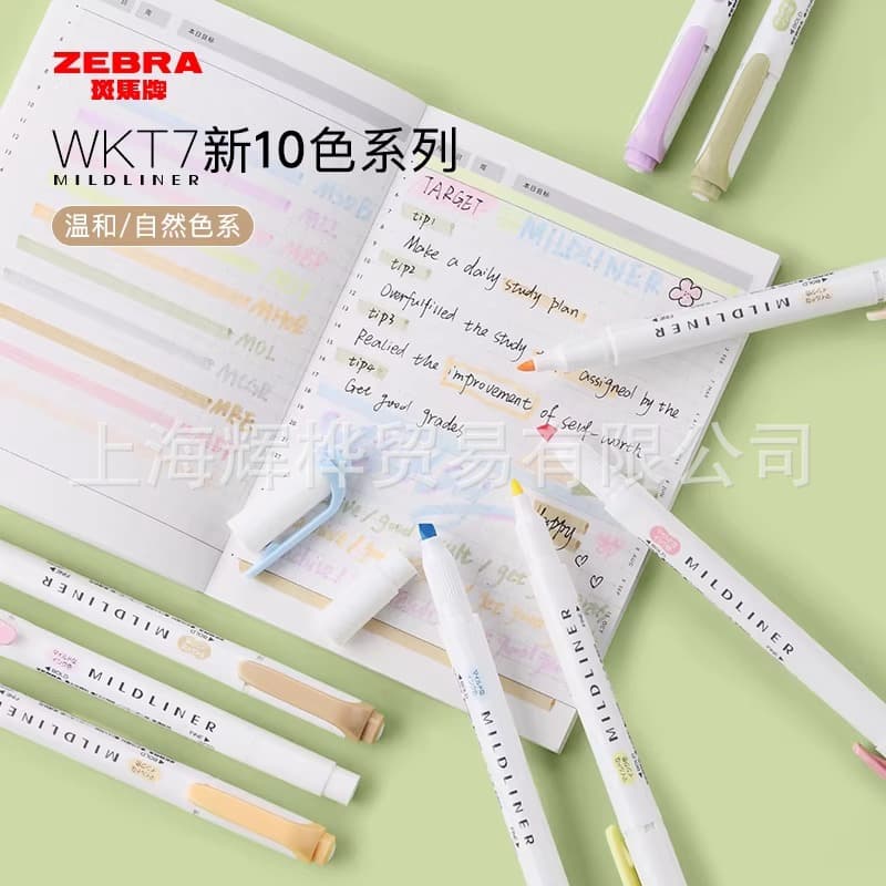 New Color Genuine Japanese ZEBRA Mildliner WKT7 Pastel Series Dual-Head Highlighter Marker Set