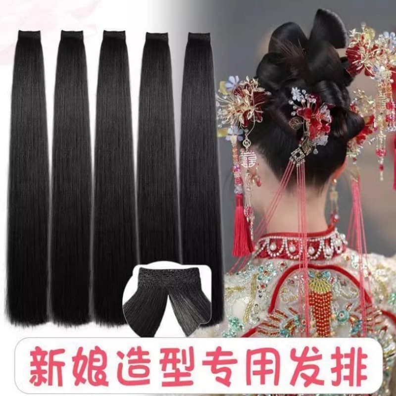 New Chinese Style Makeup Artist Simulation Ancient Costume Bride Updo Hairpiece Natural Split Versatile Styling Hair Extension