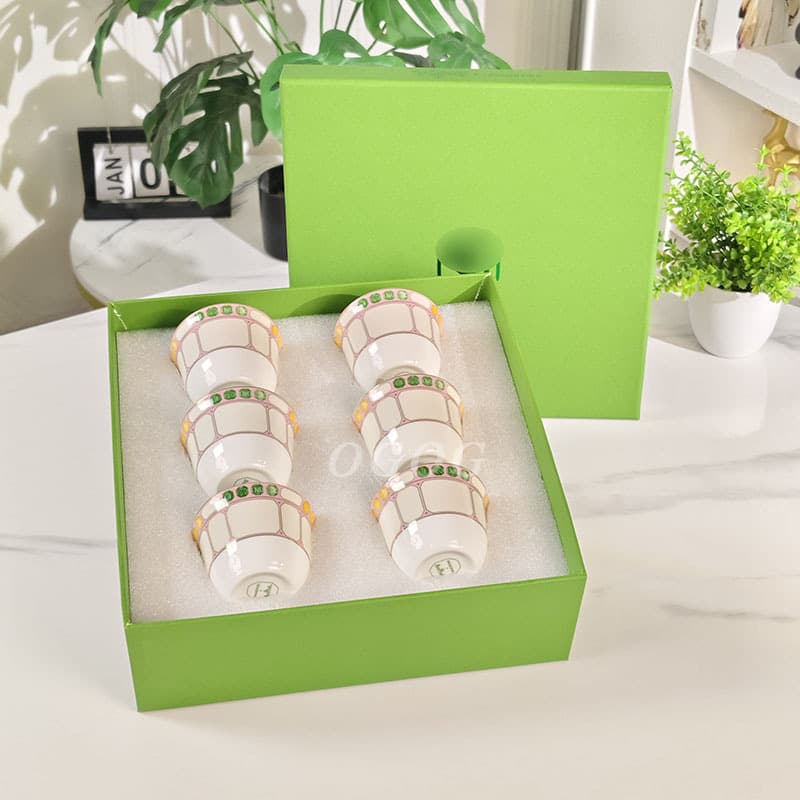Ouge Shijiaye Itilia Turkish Six Small Tea Cups, Bone China Tea Cups for Home Use, Simple and Exquisite, Recommended for Gifts