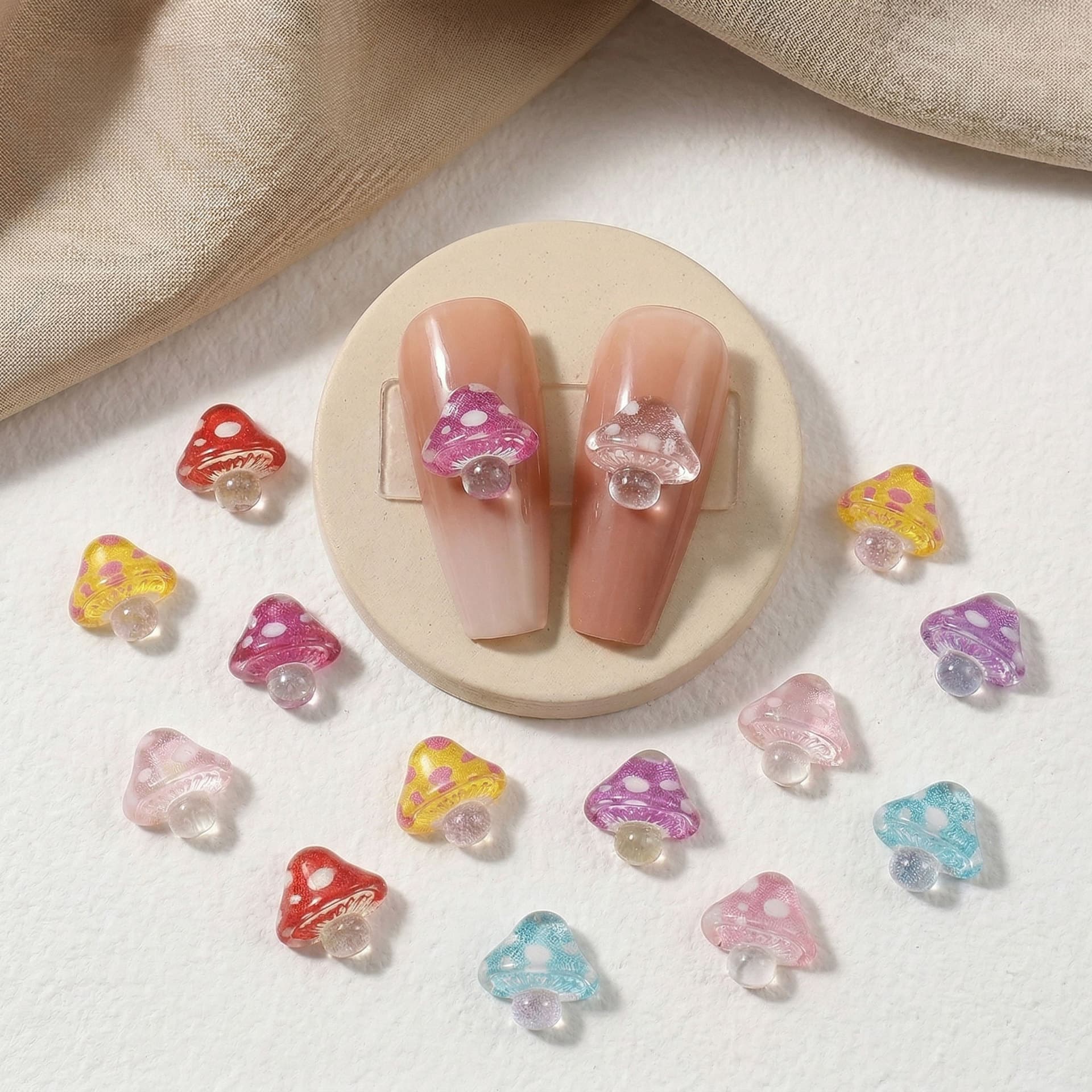 Nail Art Accessories Plant Simulation Small Mushroom Three-dimensional Color Ice Transparent Cute Nail Accessories Wearable Nail Accessories Wholesale