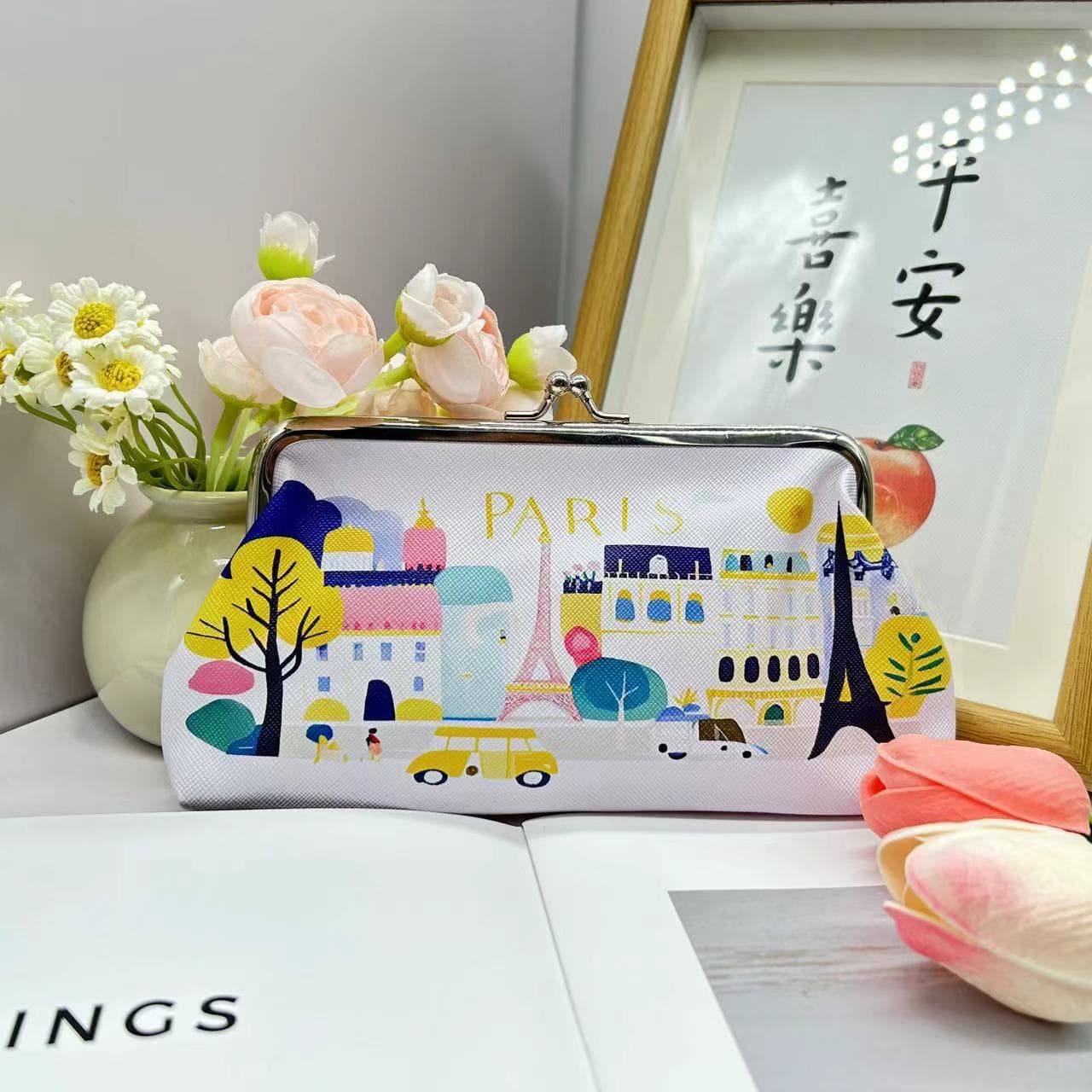 Fashionable Paris Iron Travel Souvenir Clip Bag Coin Purse Jewelry Bag Portable Storage Factory Direct Sales