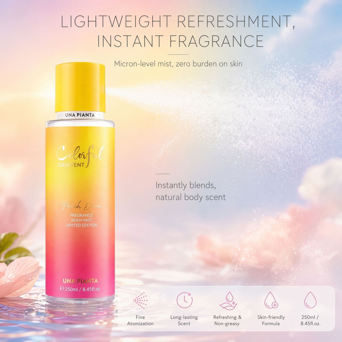 UNAPIANTA women's body spray eau de toilette 250ml cross-border foreign trade popular color series long-lasting fragrance
