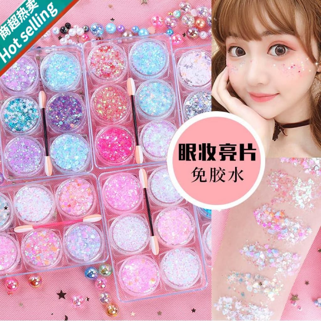 Export Super Sparkle Nail Art Glitter Powder Stage Bar Performance Gel Multicolor Laser Eye Shadow Glitter No Glue Required