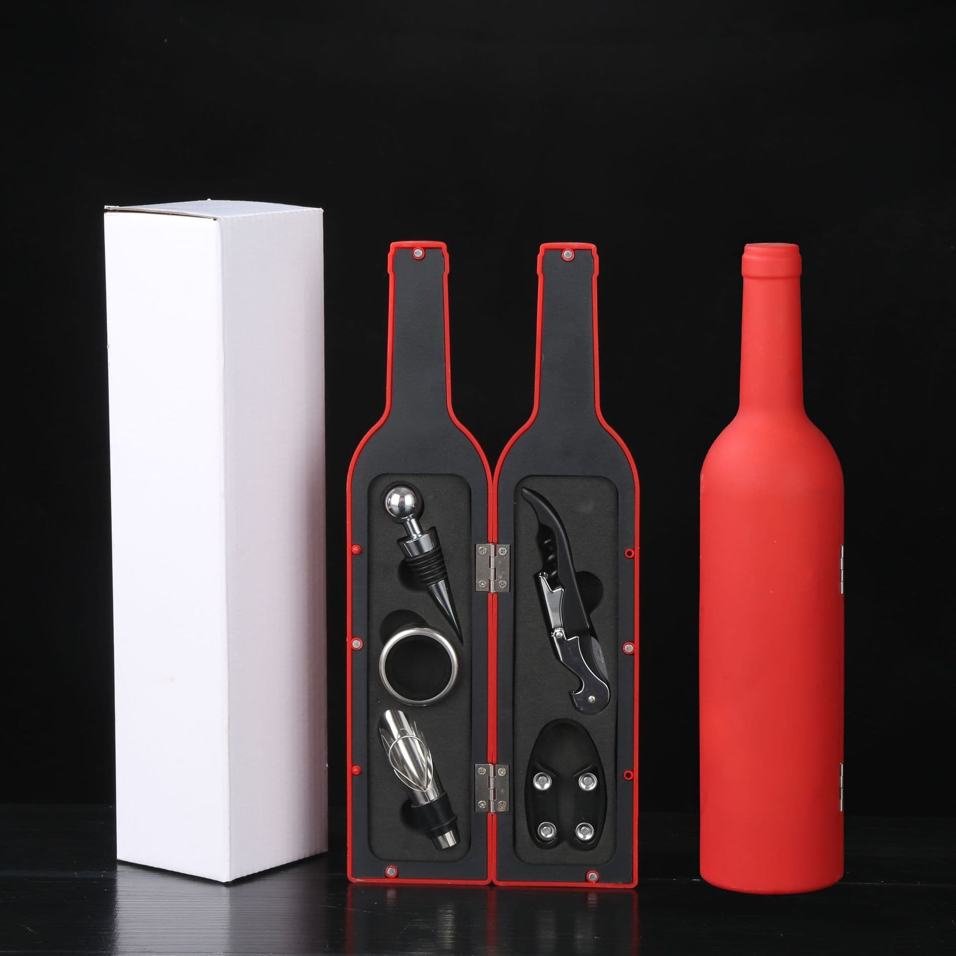 Red Wine Barware Opener Set, Wine Opener for Large Bottles, 5-Piece Stainless Steel Red Wine Tool Kit