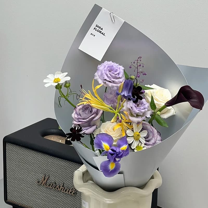 Double-sided matte silver styling paper, high-end thickened silver hard cardboard for flower wrapping, handmade floral flower wrapping paper material
