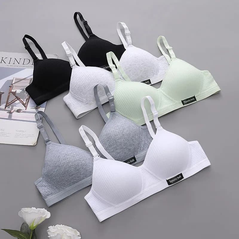 Teen Girls' Thin Gather Bra, Wire-Free Cup, Middle & High School Students, Puberty Underwear