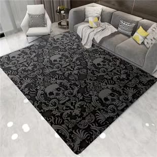 Cross-border Crystal Velvet Carpet Halloween 3D Skull Wear-Resistant Water-Absorbent Carpet Large Area Flat Water-Absorbent Carpet Living Room