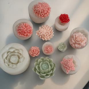 Multiple Flower Scented Candle Silicone Mold Peony Lotus Carnation Gypsum Ornament Floral Cake Mold