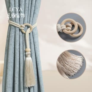 Nordic Curtain Tieback with Wood Rings, Tassels, Wood Beads, Three-Color Drop Tassels, Cotton Rope Home Decor 2025 New Style Tie Belt