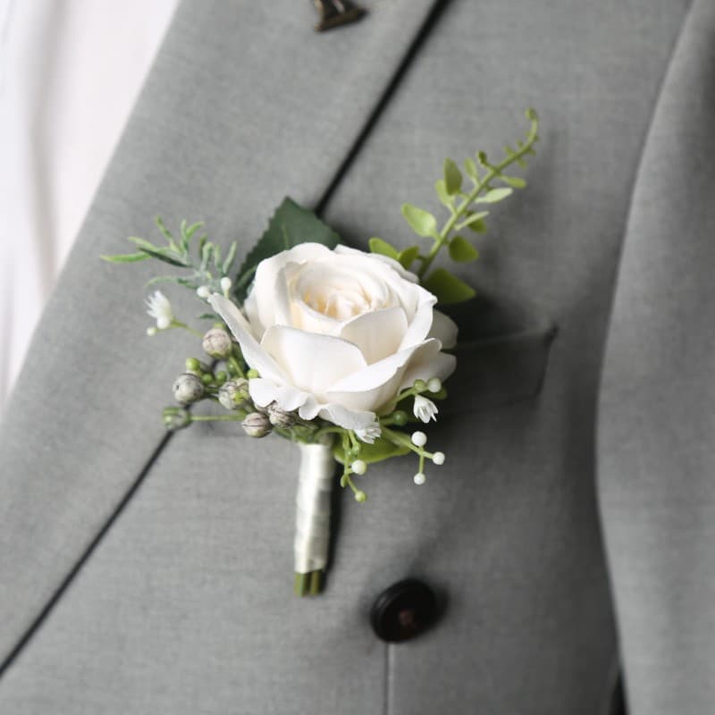 Cross-border Hot Selling Western European Style Forest White Rose Groom Best Man Wedding Corsage Bride Bridesmaid Wrist Flower