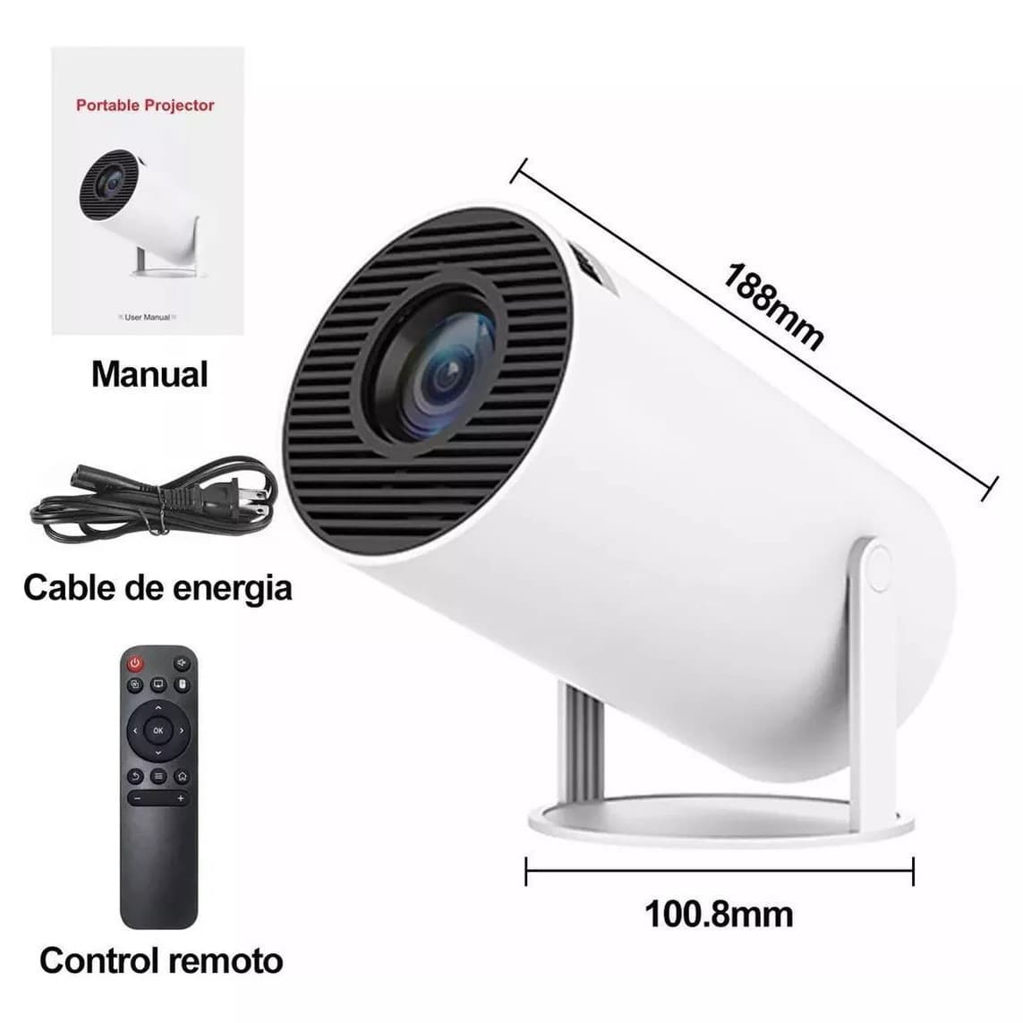 HY300 Cross-border Projector, Portable Home HD Projector for Bedroom Wall Projection, Outdoor Camping, Cylinder Design HY300
