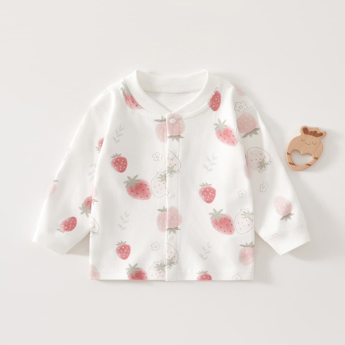 Infant Pure Cotton Front-Open Autumn Clothes Spring/Autumn Style Base Layer Seamless Newborn Clothes All-Cotton Underwear Single Top