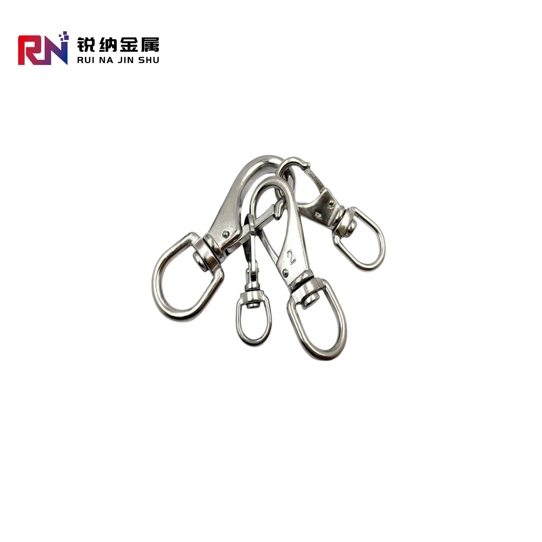 Stainless Steel Universal Hook with Swivel Ring, Spring Snap Keychain Pet Clip, Connecting Carabiner for Marine Use