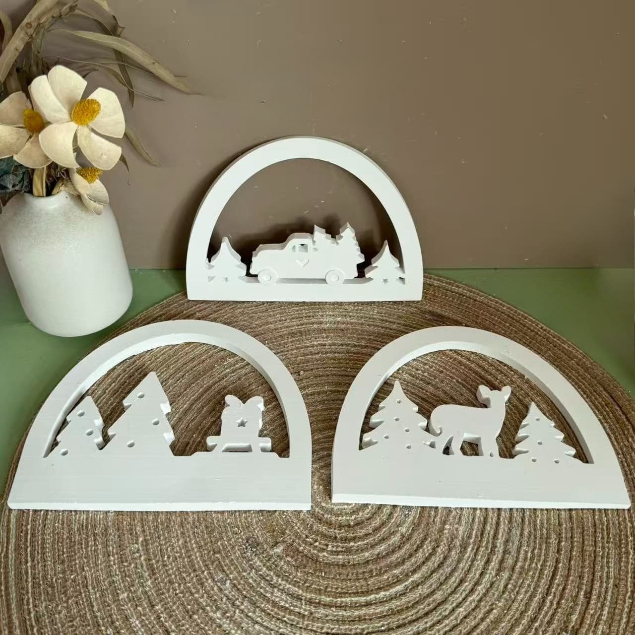 Christmas Tree Reindeer Ornament Silicone Mold Car Christmas Tree DIY Candle Making Mold