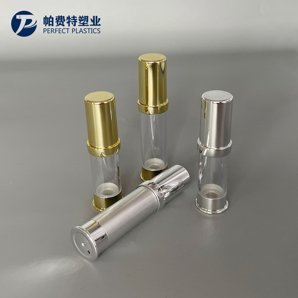Portable dispensing bottle uv bright gold/bright silver AS vacuum bottle lotion skin care packaging material manufacturer direct sales