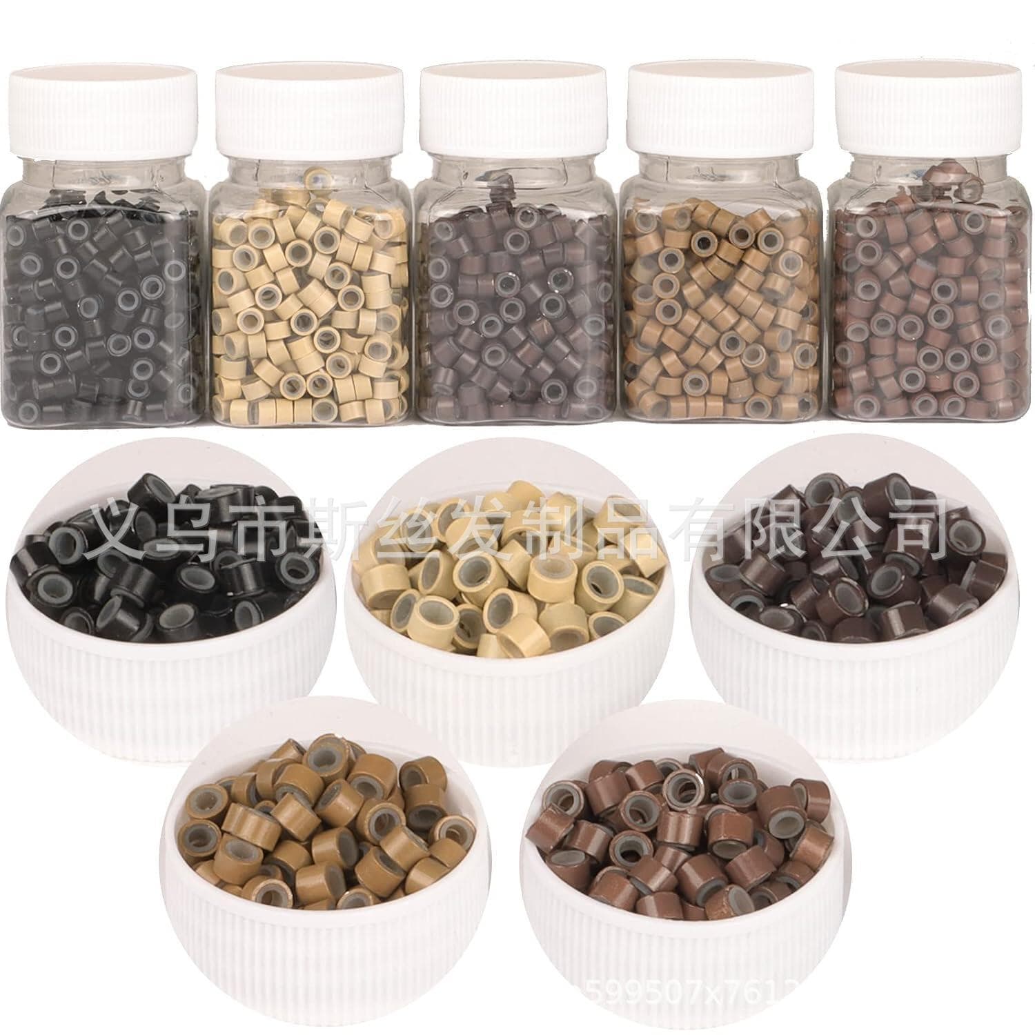 Silicone Snap Hair Extension Rings 50*30 Invisible Hair Extensions Non-Fading Hair Extension Tool Aluminum Ring Silicone Snap 1000 Pieces Bottle