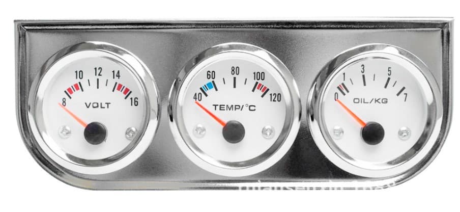 Cross-border Best-selling Voltmeter Water Temperature Gauge Oil Pressure Gauge Triple Gauge 2-inch 52mm White Cover White Background
