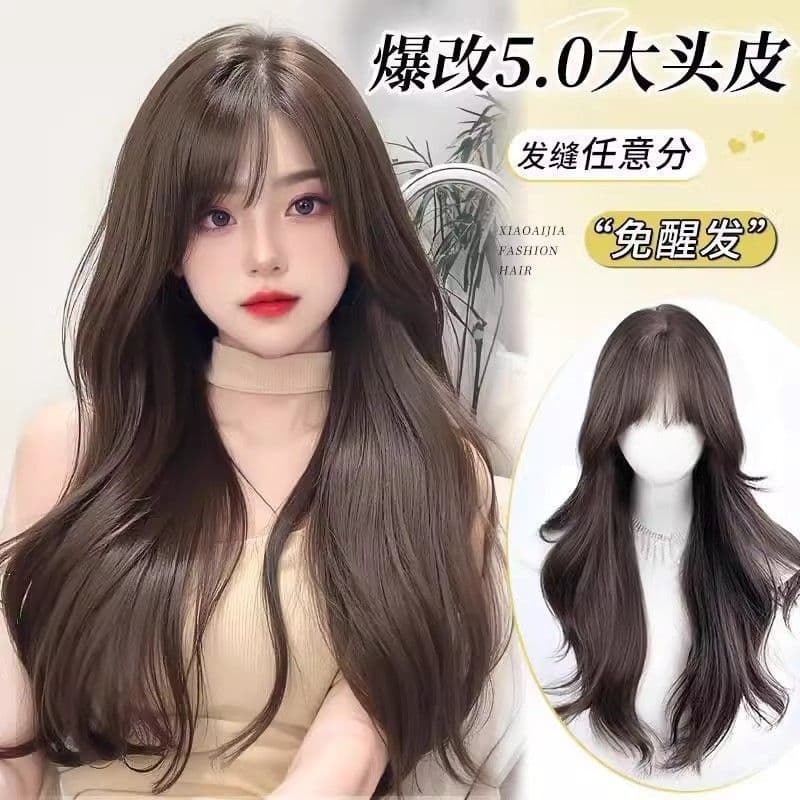 Yiwei Newly Upgraded Large Scalp Wig with Adjustable Parting, Long Wavy Hair, Full Wig for Women