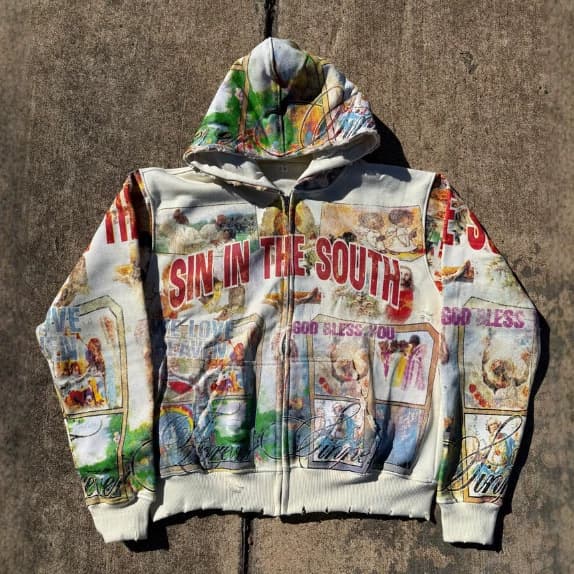 Cross-border Streetwear Saint Michael All-Over Print Hip-Hop 3D Print High Street Loose Hoodie Sweatshirt Jacket