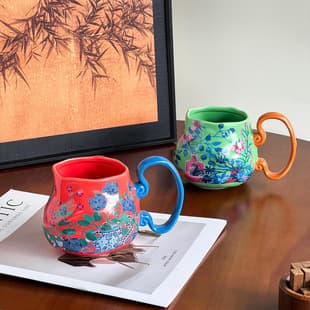 Vintage Handmade Mug, Palace Style Ruyi Cup, Creative Ceramic Home Small Design Coffee Cup Breakfast Cup