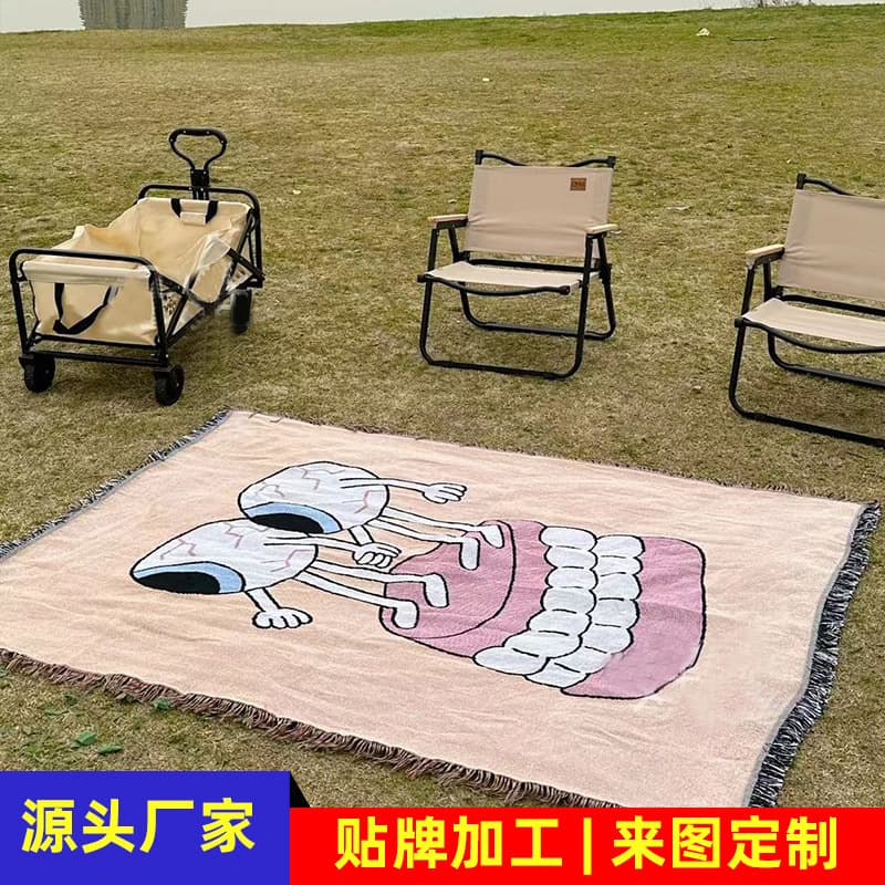 Cross-border Ins-style Camping Blanket, Outdoor Custom Picnic Mat, Cushion, Moisture-Proof Mat, Camping Blanket, Spring Outing Beach Towel, In Stock
