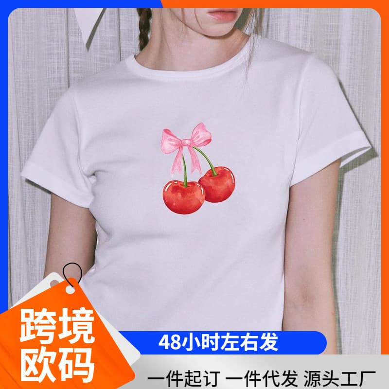 Short Sleeve Graphic T Shirts for Women Teens Y2k Bow Print