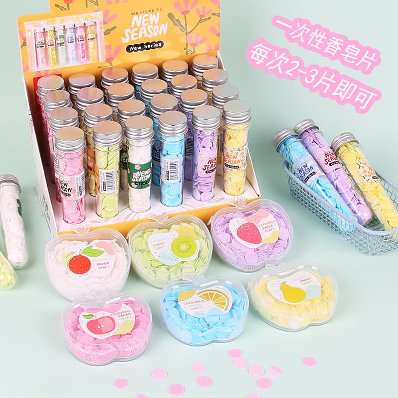 Mini Test Tube Soap Flower Hand Washing Sheets Travel Portable Antibacterial Disposable Soap Flakes for Kids Wholesale
