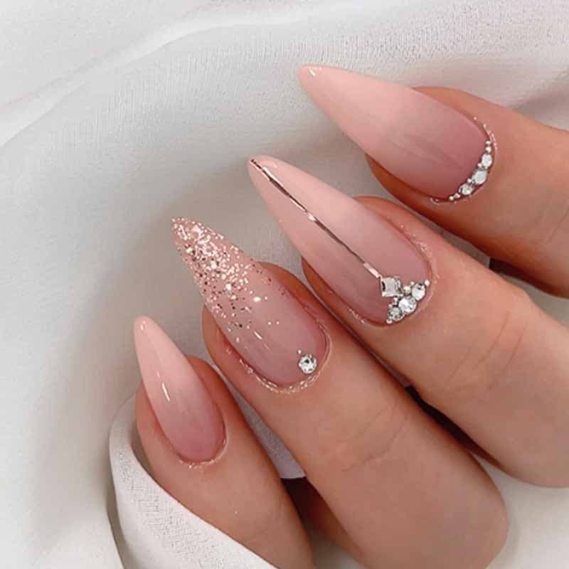 Handmade Luxury INS Style Almond Shaped Diamond Nails Artificial Nail Tips Direct From Manufacturer High Quality Beauty Health