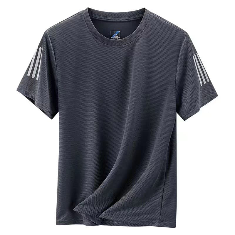 Thin Ice Silk Men's T-Shirt Summer Sports Casual Half Sleeve Round Neck Plus Size Quick-Dry Loose Night Reflective