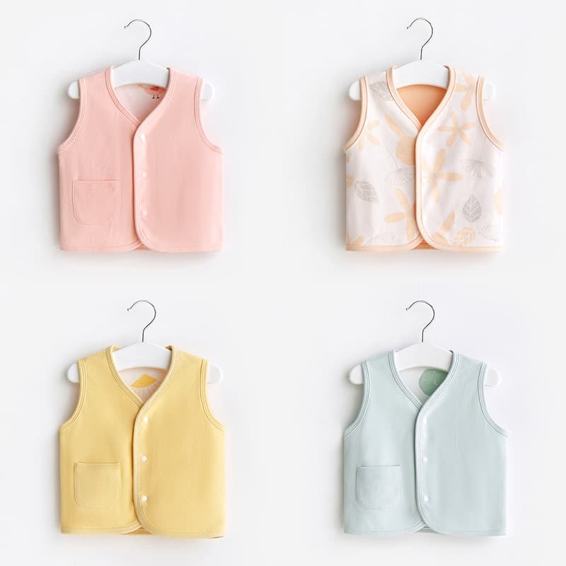 Baby Vest Spring/Autumn Outerwear Sleeveless Jacket for Newborn Boys and Girls, Double-Layer Children's Waistcoat Inner Wear Infant Coat