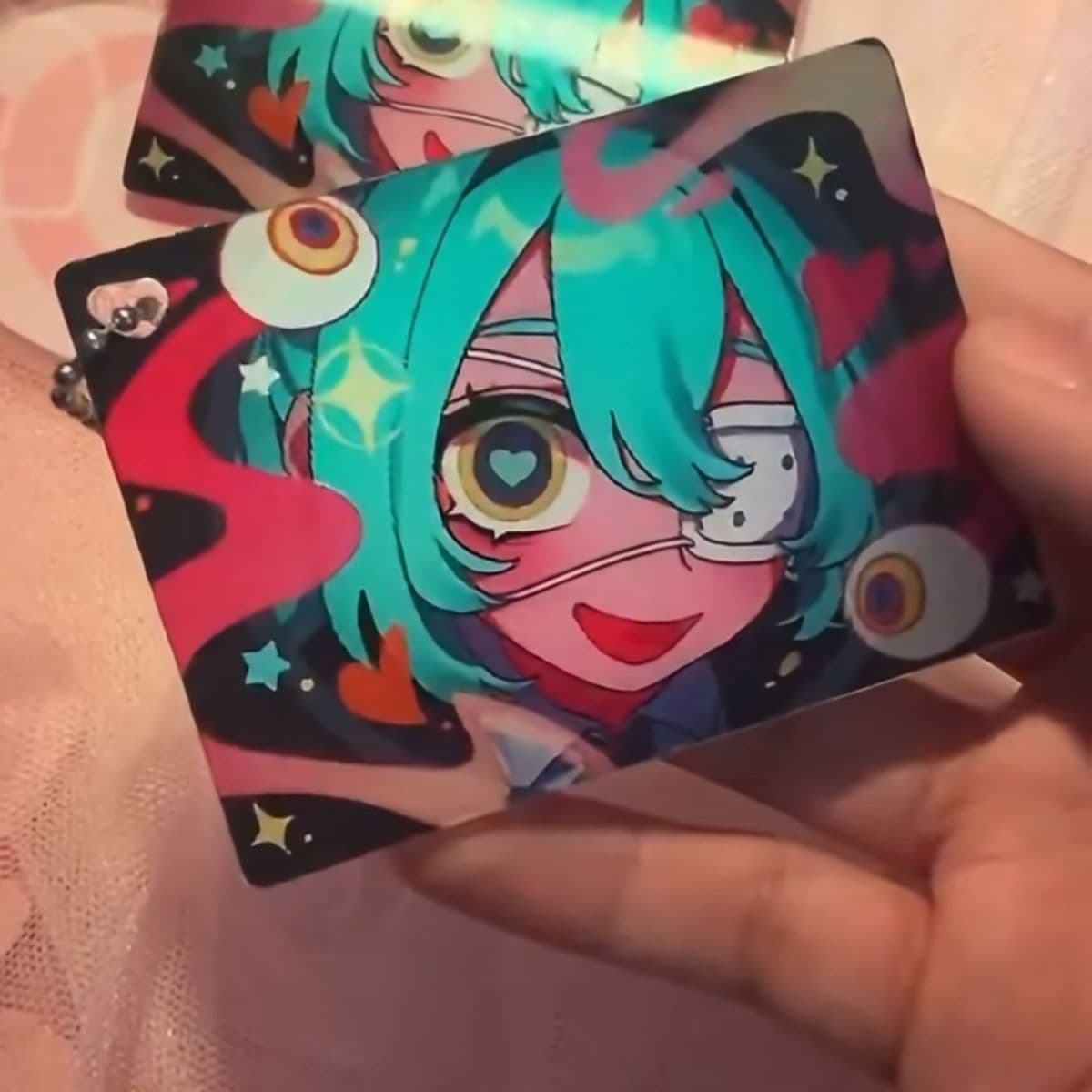 Hatsune Miku Yandere Heart-Shaped Eye Grid Card, Same Style as Little Red Book, High Appearance and Creative Two-Dimensional Card for Gifting to Friends