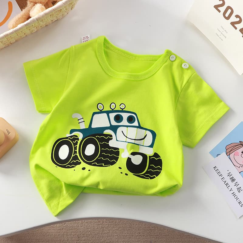 New Style Cotton T-Shirt Short Sleeve Summer Baby Girls Kids Children's Sweat-Absorbing Clothing Factory Wholesale