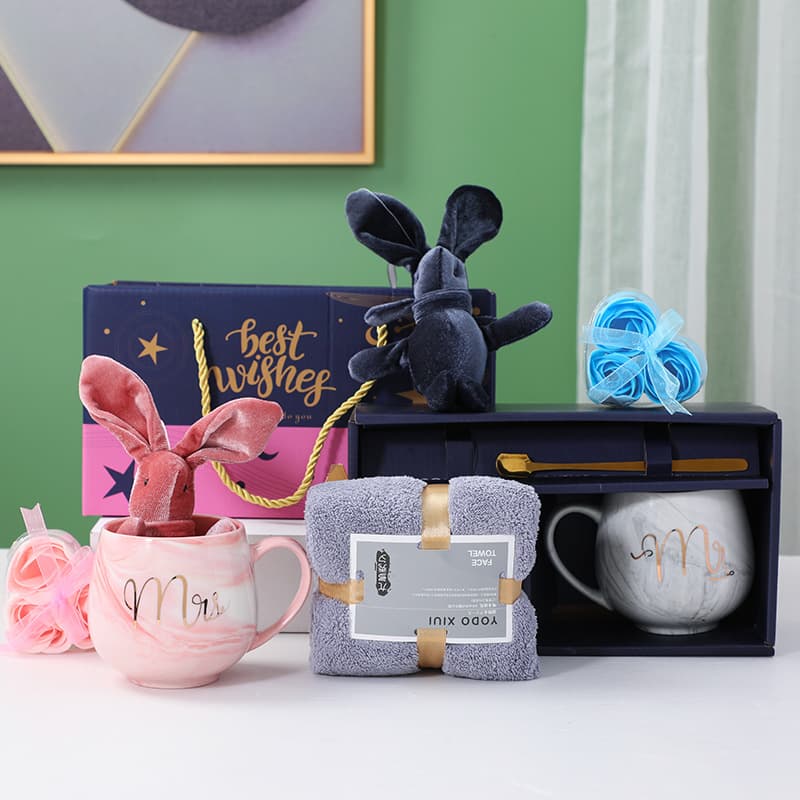 European Marble Pattern Ceramic Cup Set Wedding Bridesmaid Gift Mug Gift Box Set Opening Gift LOGO