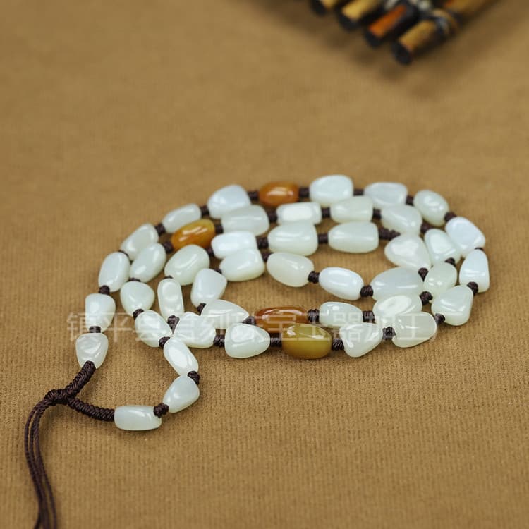 Hetian Jade Natural Skin Rough Stone Woven Jade Pendant Necklace String Bracelet Hanging Accessories Seed Material Jade Rope Pendant Wholesale